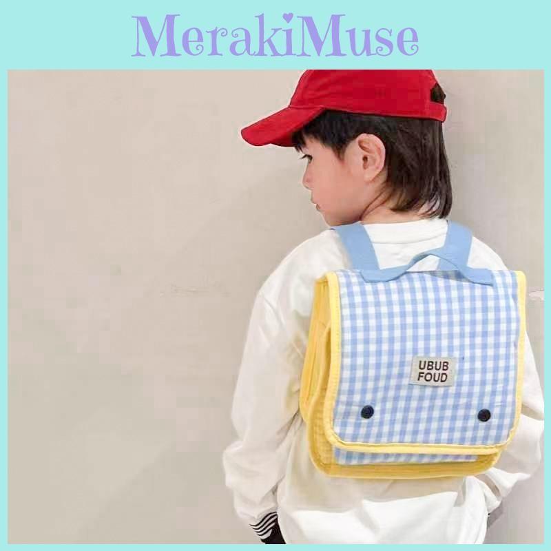 Grid Pattern Simple Letter Decoration Children Casual Backpacks For Use Daily