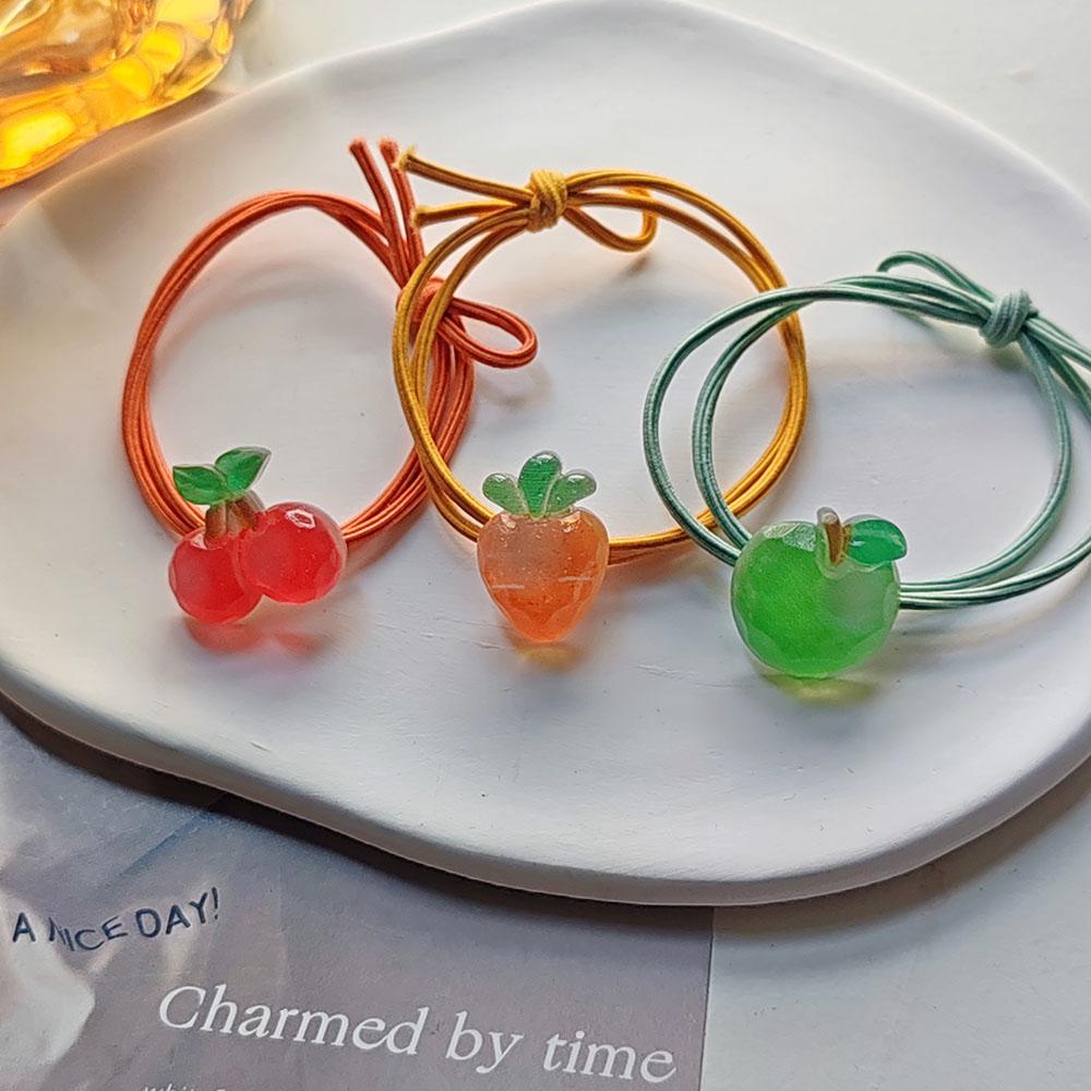 5pc European and American Fruit Cherry Elastic Hair Bands for Women Girls Hair Ties Rope Korean Hair Accessories Gift