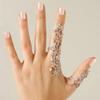 New Fashion Chain Link Ring Full Rhinestone Vintage Flower Double Finger Rings For Women Girl Party Jewelry Gift Accessories