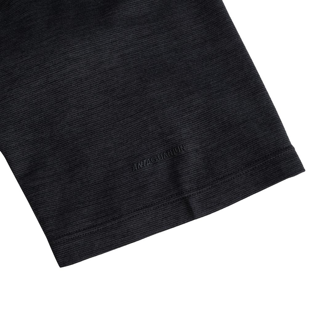 Anta Champion Mens Short Sleeve Knitted T-Shirt Summer Sports Tee Men Tops Basic-Black 152620107-4