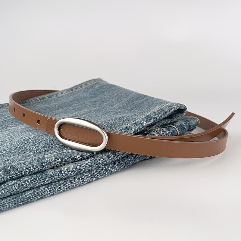 Genuine Leather Women's Belt Cowhide with Casual Pants Dress for Women's Thin Belt Goddess