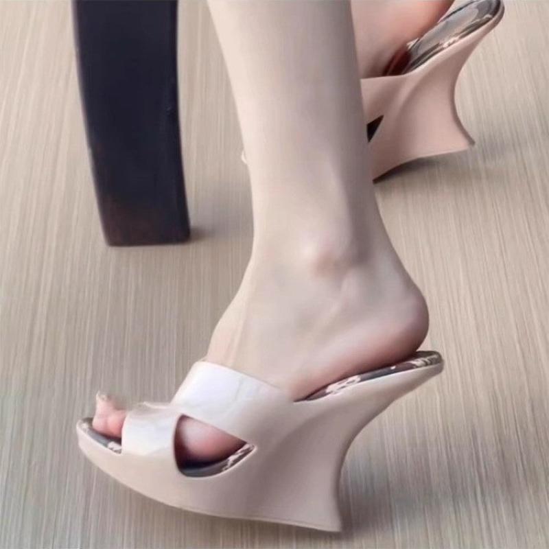 Fashion Super-high Heels Women's Slippers Sexy Heeled Sandals Woman Shoes 2025 Trend Summer Fad Wedges Slides Dress Open Toe Flip Flops