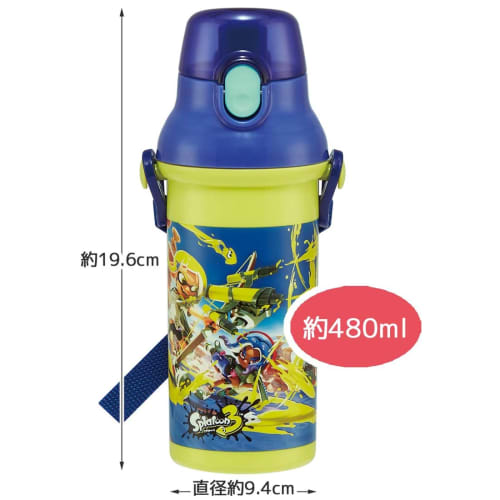 Skater Children's Plastic Water Bottle 480ml One Push Open/Close Antibacterial Child Friendly Lightweight Antibacterial Treatment Made In Japan Splato