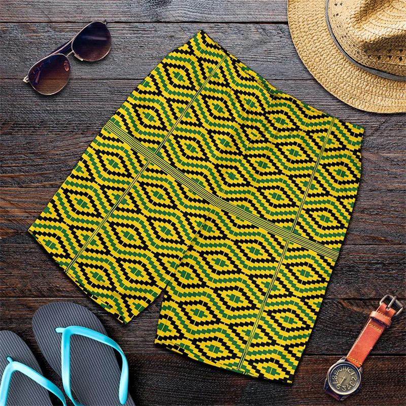 

3D Printing African Ethnic Stripe Short Pants Men Women Exquisite Pattern Swim Trunks Summer Hawaiian Oversized Beach Shorts 5XL