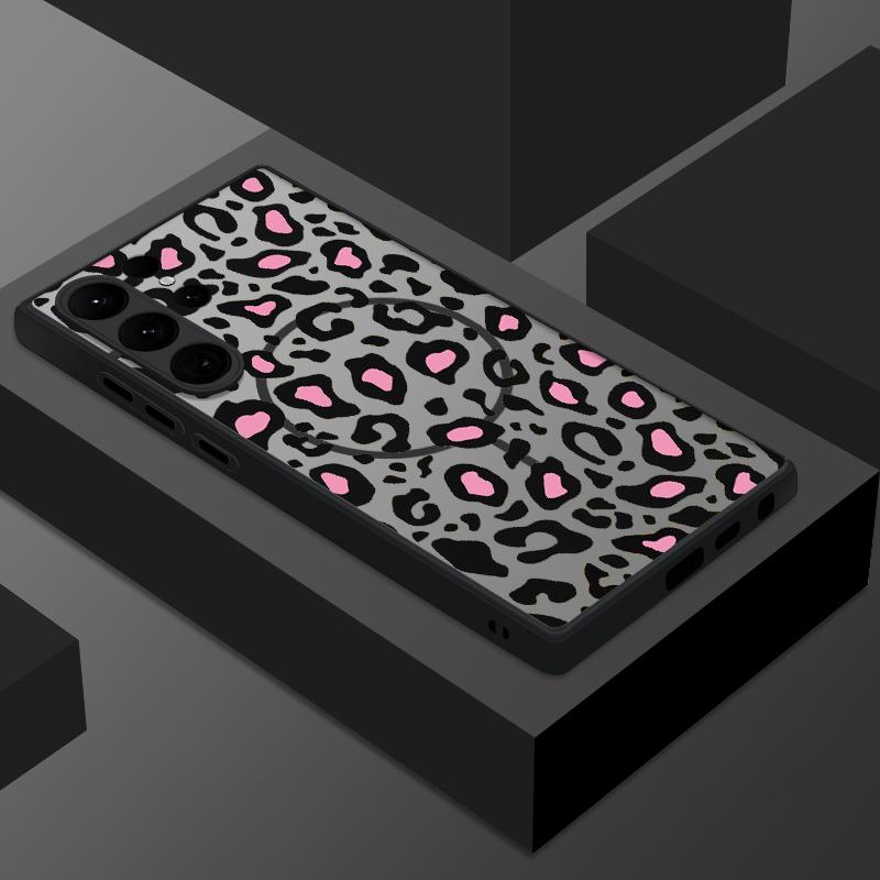 Magnetic Luxury Leopard Print Case For Samsung Galaxy S25 S24 S23 Ultra S22 Plus S21 S20 S24 FE For Magsafe Matte PC Phone Cover