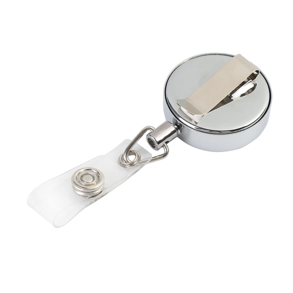 1pc Office Supplies Stationery Anti-Lost Clip Metal Key Ring Lanyards Retractable Badge Holder
