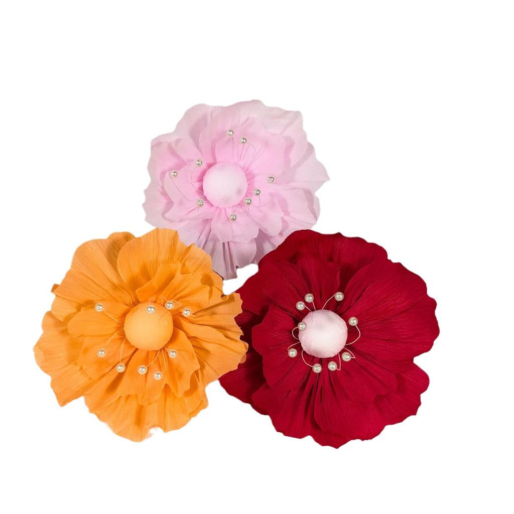 3D Pearl Creased Paper Flowers for Wedding and Party Decoration