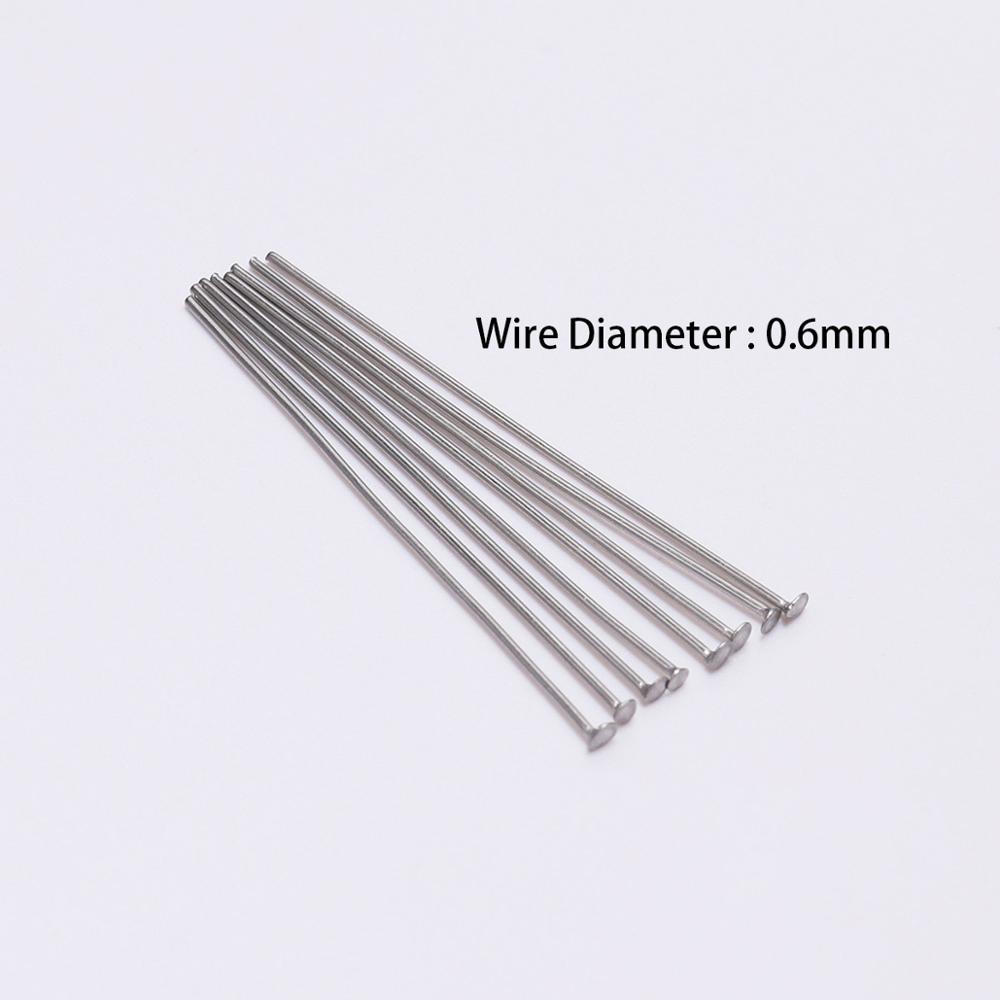 100Pcs/Pack 15-70mm Stainless steel Flat Head Pin Findings Headpins For DIY Jewelry Necklace Bracelets Making Accessories