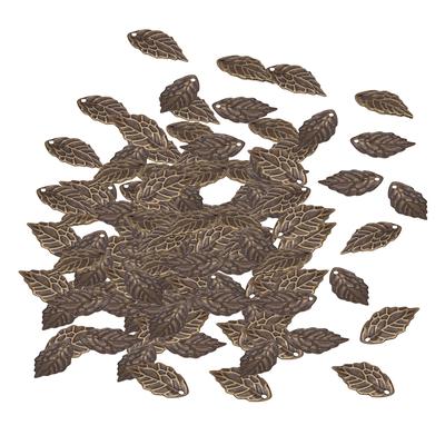 100Pcs Leaf Charms Jewelry Findings DIY Necklace Decoration Antique Bronze