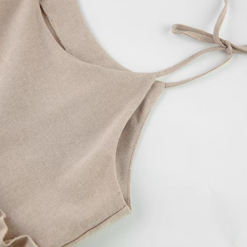 2025 Summer Cotton Linen Suspender Dress: Sexy, Loose, One-Piece for Europe & America