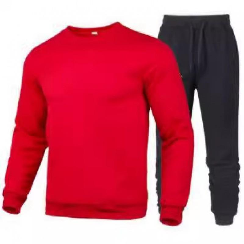 Mens Casual Sportswear Set Long Sleeve Hooded Top Full Length Pants Cotton Blend Comfort Fit