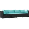 VidaXL Garden Lounge Set 4 Pcs with Cushions Black Wicker, Outdoor Lounge Set, Furniture Set 319800
