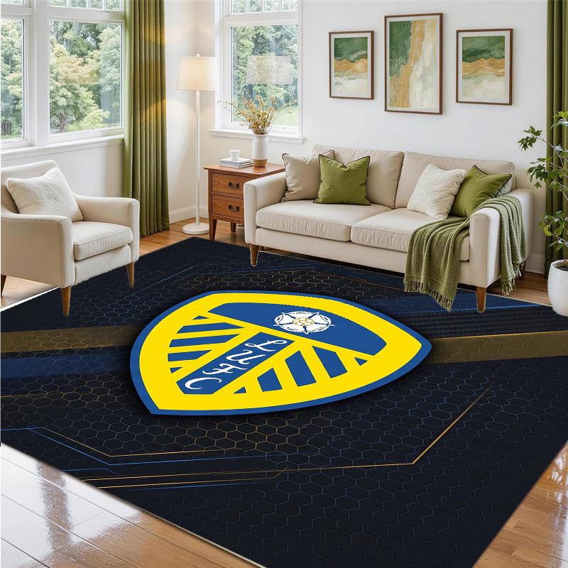 Leeds United Design Crystal Velvet Rug Soft Decorative Mat for Bedroom Entrance