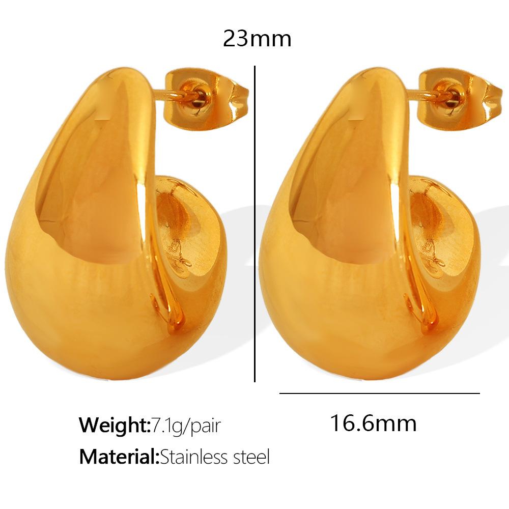 Серьги-полумесяцы из нержавеющей стали полые простые блестящие сережки-гвоздики из титановой стали серьги С-образной формы