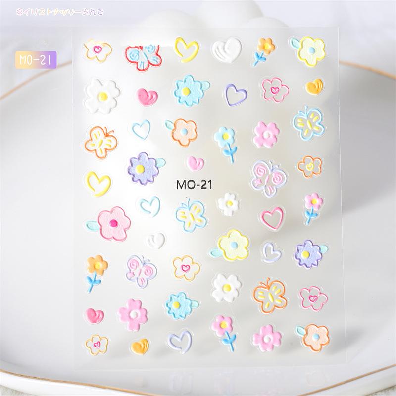 3D Reliefblumen Nagelsticker Kleines Muster Nagelkunst Aufkleber Laser Schmetterling Zubehör Klebeaufkleber DIY Dekorationsaufkleber