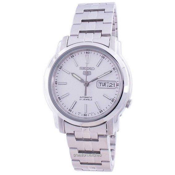 Seiko 5 Automatische weißes Zifferblatt SNKL75 SNKL75K1 SNKL75K Herrenuhr