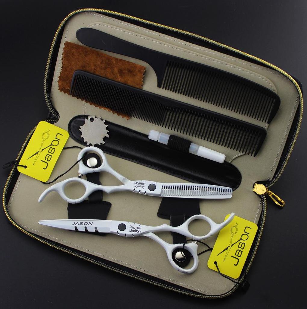 SY4 Jason White Hairdressing and Thinning Scissors Set - Straight Shears SY4-0402