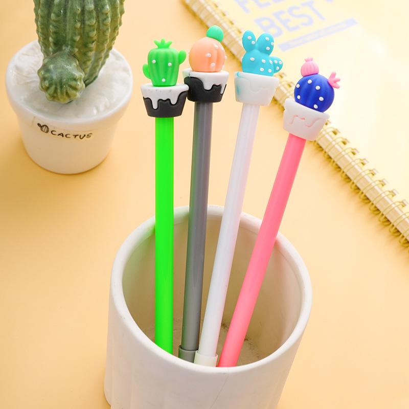 2Pcs Cute Cactus Neutral Neutral Pen Student Writing Tools Student Cartoon Waterbased Pen Stationery School Supplies Random style 2Pcs