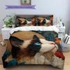 Cat Head Pattern Bedding Quilt Set  Home Decoration  Gift (1 * duvet cover + 2 * pillowcase  without core)