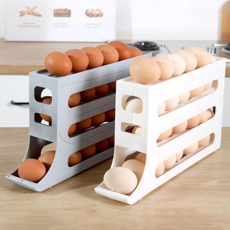 Household Automatic Rolling Egg Storage Box Kitchen Refrigerator Side Door Egg Preservation Rack 30 Egg Boxes