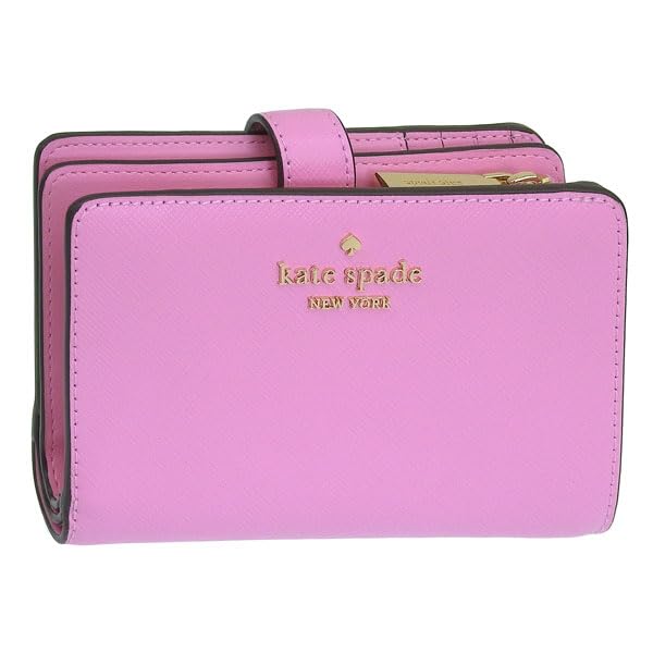 Kate Spade Women's Compact Bifold Wallet, Pink Leather, Outlet Brand, Madison Medium Compact Bifold Wallet, MADISON SAFFIANO LEATHER MEDIU KC580 655