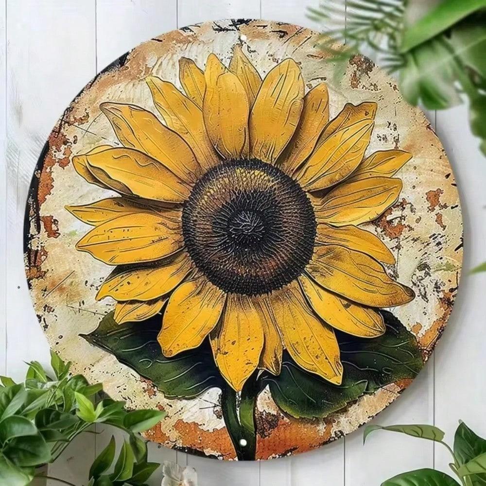 Vintage Iron Sunflower Wall Art Metal Garden Decor Pre-Drilled Holes
