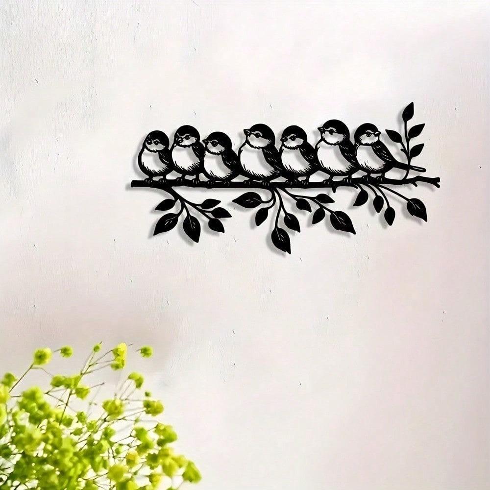 Charming Metal Wall Art - Birds On Branches, Decorative Metal Sign For Home And Garden Enthusiasts, Ideal For Living Room, Bedroom, Dining AreaTerrace