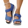 New sandals women's large size thick-soled color matching flat-soled Velcro daily casual beach sandals
