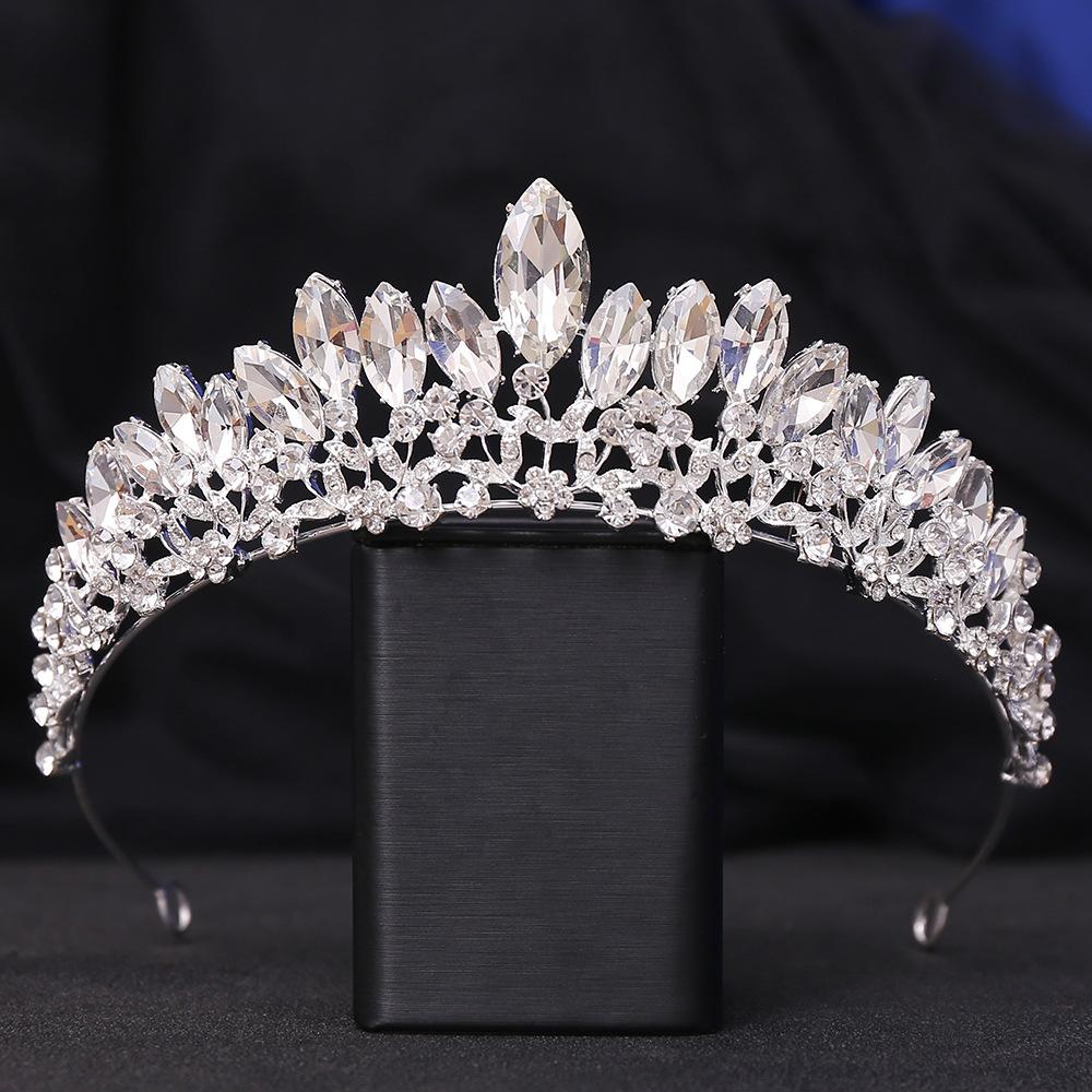 DIEZI Fashion New Luxury Crystal Tiara Crowns For Women Wedding Party Elegant Bridal Bride Rhinestone Crown Necklace Earrings