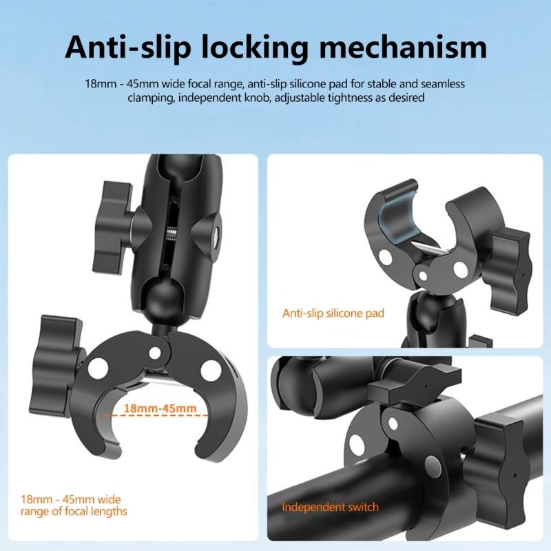 Magnetic Quick Release Mount For Action Cameras With 360 Degree Double Ball Heads And AntiSlip Clamp