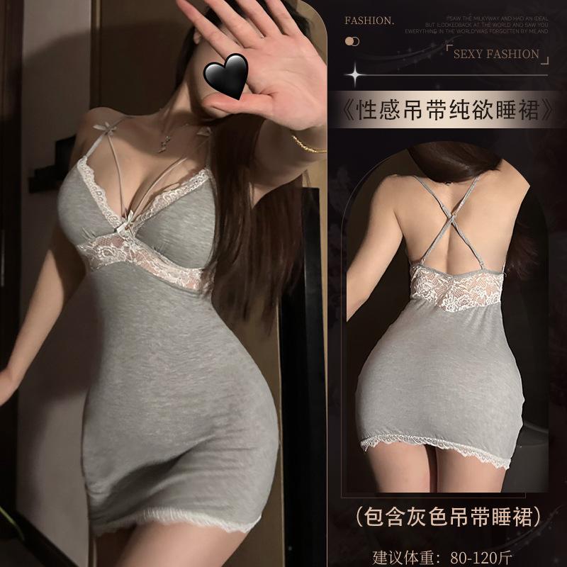 

Сексуальная ночная рубашка, удобная однотонная пижама с открытой спиной и подкладкой на груди, ночная рубашка с подвязками, женская домашняя одежда Average size