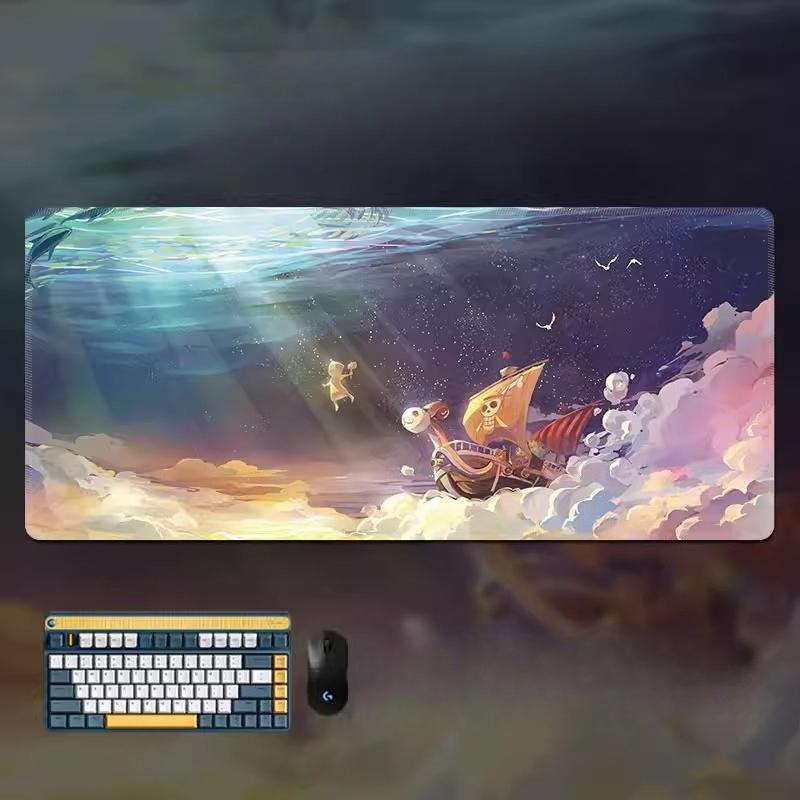 High Definition Pattern ONE PIECE Mouse Pad Oversized Animation Luffy Boys Gaming Table Mat Computer Pad Office Waterproof Non-slip Leather Mouse Pad