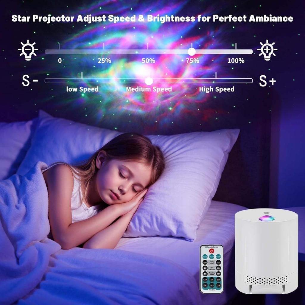 Star Projector Galaxy Projector, Exquisite Nebula Night Light Projector, Ocean Wave Galaxy Light with Remote Control,with Adjustable Speed