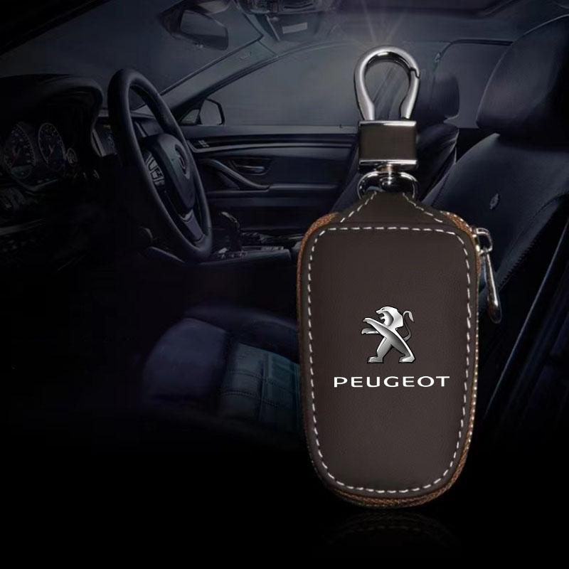 Car Keychain Covers Leather Key Wallets Housekeeper Keys Organizer for Peugeot 206 308 307 207 208 3008 407 508 Auto Accessories