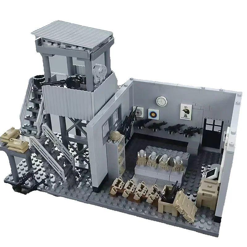 Moc WW2 Military Sentry Tower Weapons Armory War Scene Model Building Blocks Bricks Kit Toys For Children