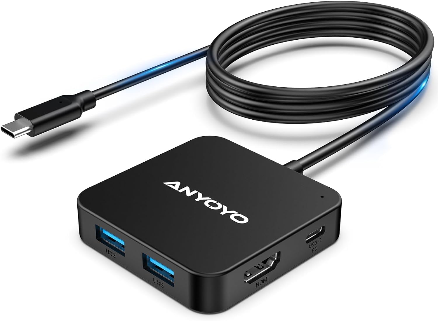 

USB-концентратор ANYOYO 100 Вт PD Быстрая зарядка 4K30 Гц HDMI-порты AC 5 Гбит/с Супербыстрый концентратор передачи данных Совместим с MacBook и другими устройствами USBC 6-в-1