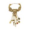 Bohemian Retro Long Necklace Key Fish Pendant Multi-layer Flower Tassel Woman