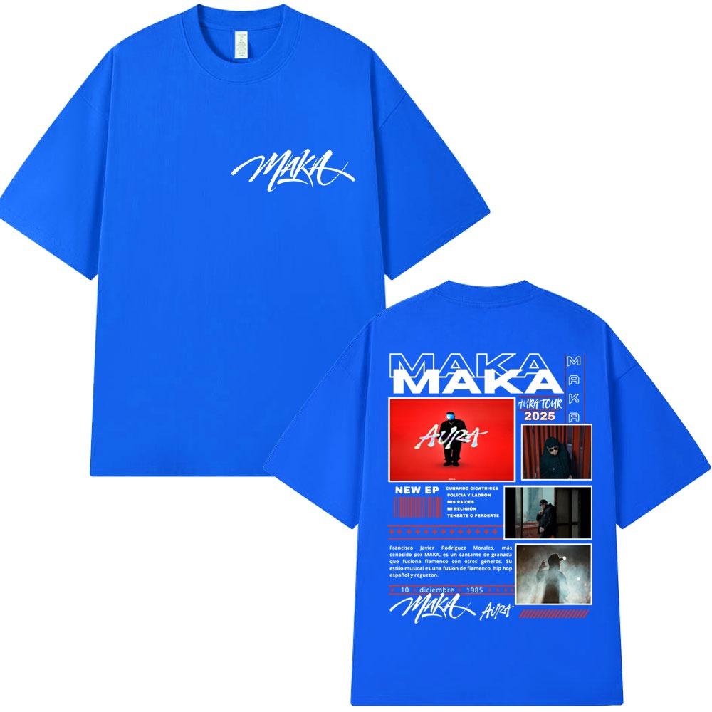 Rapper Maka Aura 2025 Tour Concert Print T Shirt Men Women Fashion Hip Hop Vintage T-shirts Casual Cotton Popular Street T Shirt