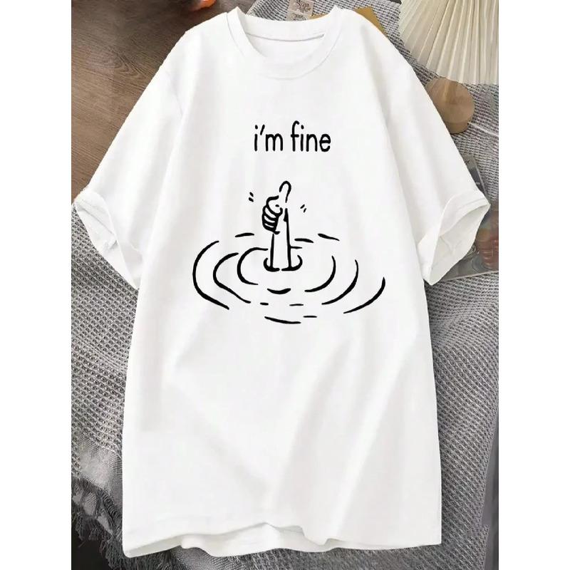 Camiseta Casual De Verano Con Estampado I m Fine Pattern Par S