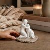 Durable 3D Printed Sculpture Girl with Dog Figurine Ornament, Minimalist Squatting Pose Human Statue Sculpture, Healing Pet & Decoration, Gift
