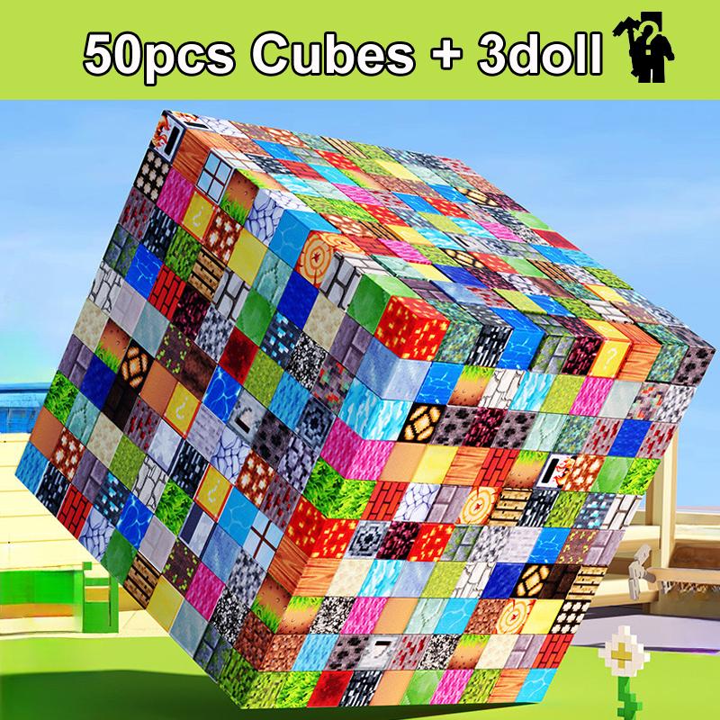 

50-300pcs Magnetic Building Blocks Stacking Magnet Cube Build Mine Magnet World STEM Sensory Toys for Boy Girl Kids Age 3+
