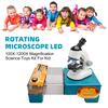 Rotating Microscope LED 100X-1200X Magnification Science Toys Kit For Kid White/Yellow