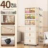 Compact Foldable Multi-Layer Storage Cabinet - No Installation Needed, Solid Color, Ideal for Home Living Room.