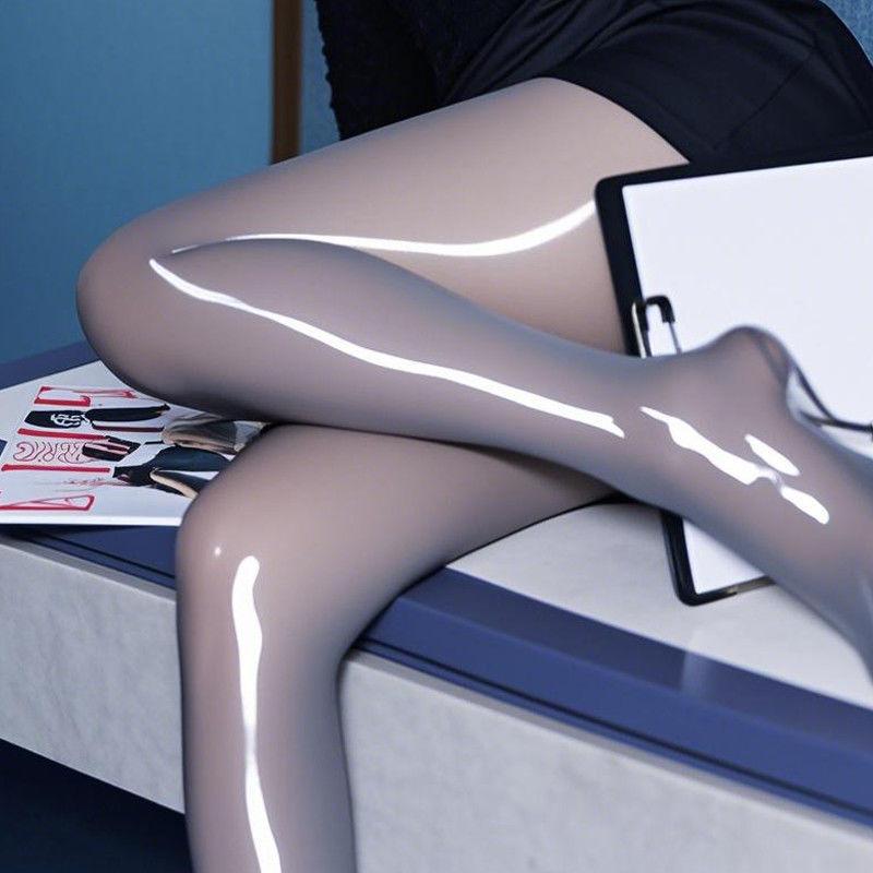 Сексуальные блестящие Глянцевые колготки Гладкие носки с конским маслом Анти-зацепки Блестящие колготки Высокая талия носки-аврора Ультратонкие длинные носки One Size