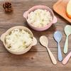 2pcs/set Wheat Straw Bowl with Spoon Lightweight Reusable Dessert and Salad Bowl Durable Breakfast Soup Bowl Children's Bowls