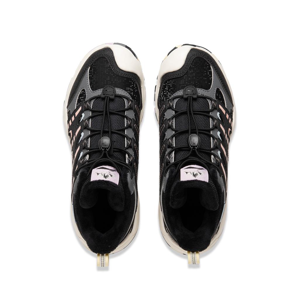 Li Ning Kids Outdoor Fashion Non-Slip Shock Absorbing Warm High-Top Casual Shoes Kids Casual Shoes Black Gray YKEU008-26