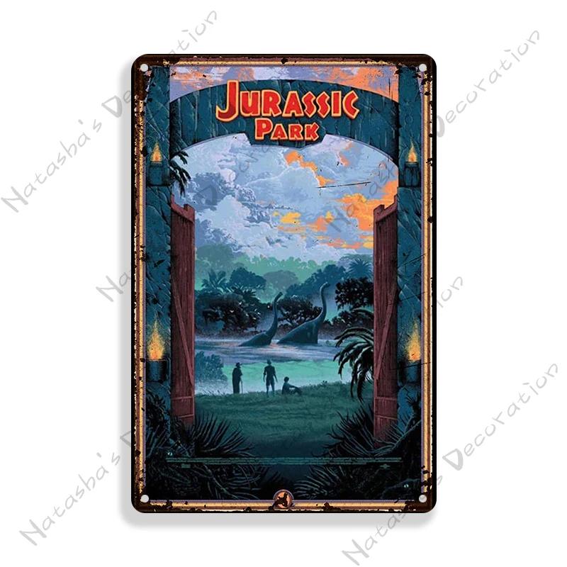 Classic Movie Poster Jurassic Park Metal Sign Retro Poster Vintage Metal Plaque Rusty Metal Sign Club Bar Cafe Industrial Decor