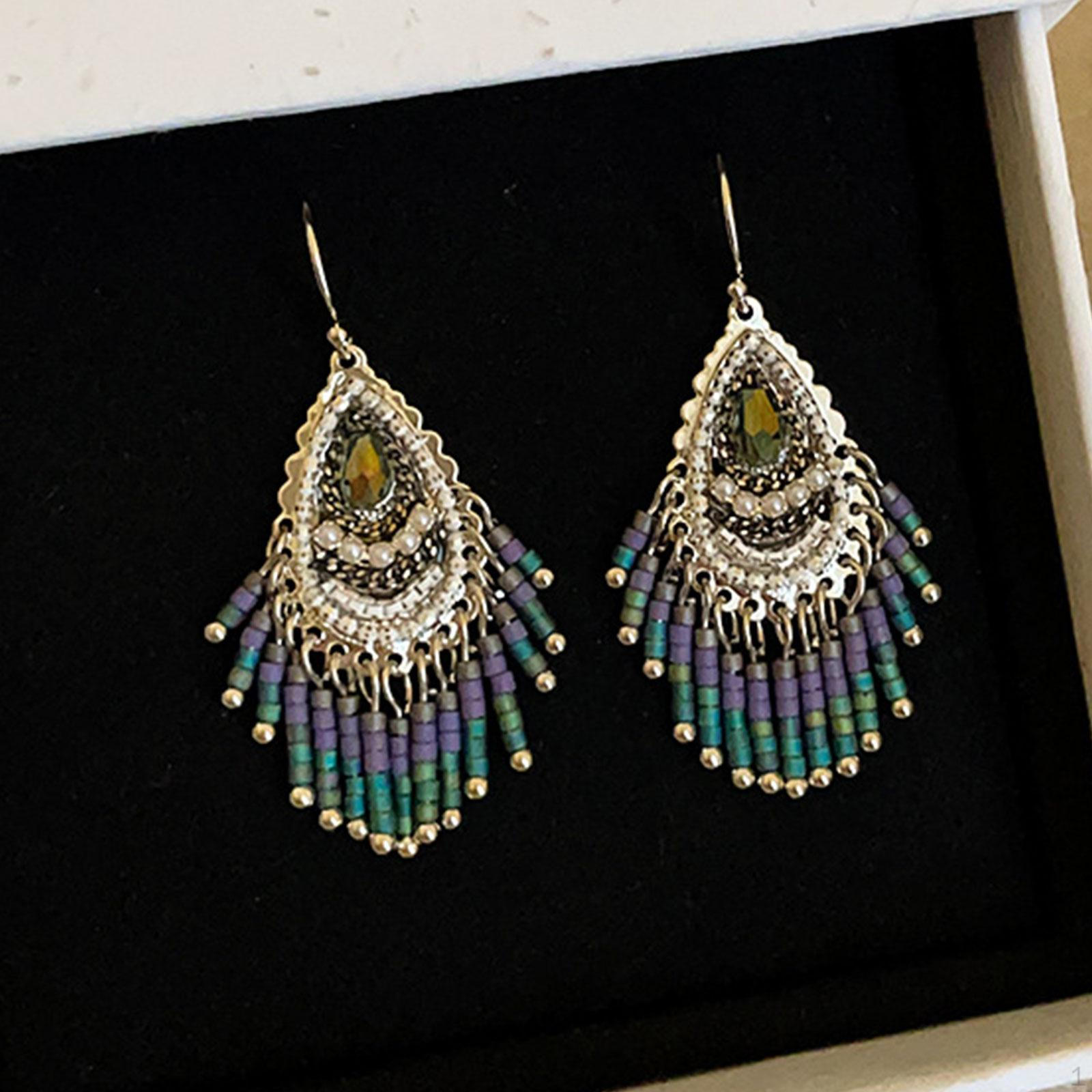 

Dangle Earrings Drop Boho Statement Tassel Bohemian Halloween for Cosplay синій