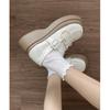 Spring Round-headed, White, College-style, Versatile, Thick-soled Small Leather Shoes, Women's Summer Retro French Mary Jane Shoes