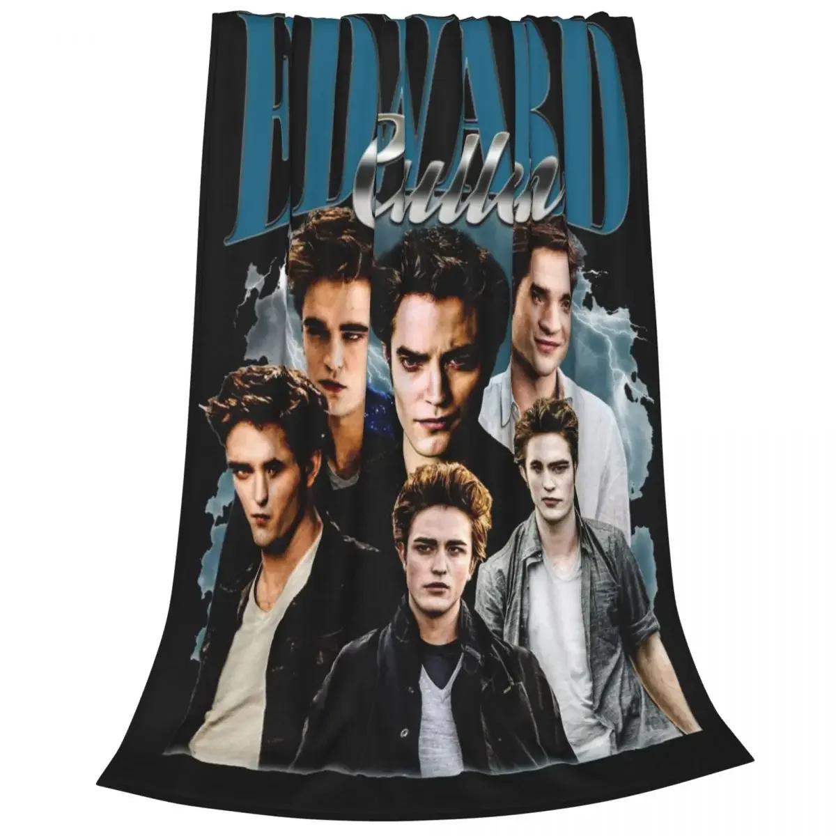 Edward Cullen Retro 90 Homage Twilight Blanket Cover Robert Pattinson Wool Throw Blankets Airplane Travel Soft Warm Bedsprea 75x90cm